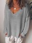 Women V Neck Casual Long Sleeve Top