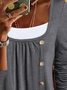 Women Color Block Square Neck Button Flowy Long Sleeve Tunic