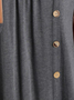 Women Color Block Square Neck Button Flowy Long Sleeve Tunic
