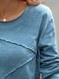 Casual Plain Autumn Micro-Elasticity Jersey Long sleeve Crew Neck Regular H-Line T-shirt for Women