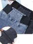 Women Casual Plain Autumn High Waist High Elasticity Daily Loose Plain Pocket Denim Jeans
