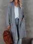 Women Long Sleeve Lapel Open Front Long Woolen Cardigan with Pockets