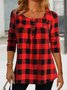 Women Christmas Plaid Crew Neck Tunic