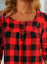 Women Christmas Plaid Crew Neck Tunic