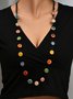 Vintage Ethnic Ceramic Gradient Flat Bead Long Necklace Sweater Chain Dress Necklace