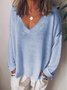 Women V Neck Casual Long Sleeve Top