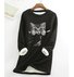 Women Casual Crew Neck Fun Cat Winter Warm Fleece Lined Pullover Sweatshirt