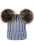 Casual Retro Twist Knit Big Ball Beanie Autumn Winter Thickened Warm Accessories