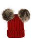 Casual Retro Twist Knit Big Ball Beanie Autumn Winter Thickened Warm Accessories