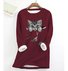 Women Casual Crew Neck Fun Cat Winter Warm Fleece Lined Pullover Sweatshirt