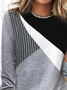 Women Striped Crew Neck Casual Long Sleeve Top