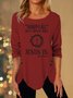 Women Simple Text Letter Autumn Buttoned Daily Loose Crew Neck Regular Regular Size Top