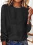 Women‘s Cotton-Blend Regular Fit Plain Simple Long Sleeve Top