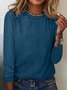 Women‘s Cotton-Blend Regular Fit Plain Simple Long Sleeve Top