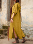V Neck Cotton And Linen Vacation Loose Dress