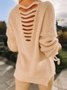 Wool/Knitting Loose V Neck Casual Sweater