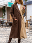 Color Block Buttoned Woolen Casual Overcoat
