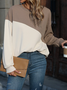 Color Block Casual Regular Fit Cotton-Blend Sweatshirt