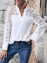 Lace Stand Collar Casual Top