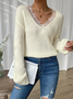 Lace V Neck Regular Fit Casual Sweater