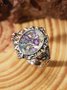 Vintage Hummingbird Floral Time Stone Ring Bohemian Ethnic Jewelry