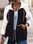 Casual Stand Collar Color Block Loose Coat