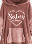 Women Sister Color Block Casual Hoodie Sweatshirt