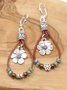 Ethnic Vintage Boho Floral Pattern Leather Earrings