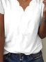 Casual Plain Loose V Neck Flowy Short Sleeve Summer T-Shirt