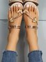 Rhinestone & Butterfly Decor Toe Ring Strappy Sandals