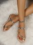 Rhinestone & Butterfly Decor Toe Ring Strappy Sandals