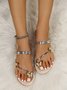 Rhinestone & Butterfly Decor Toe Ring Strappy Sandals
