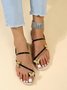 Rhinestone & Butterfly Decor Toe Ring Strappy Sandals
