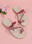 Rhinestone & Butterfly Decor Toe Ring Strappy Sandals