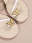 Rhinestone & Butterfly Decor Toe Ring Strappy Sandals