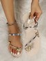 Rhinestone & Butterfly Decor Toe Ring Strappy Sandals