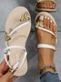 Rhinestone & Butterfly Decor Toe Ring Strappy Sandals