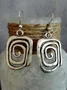 Ethnic Style Line Pattern Distressed Dangle Earrings Vintage Jewelry