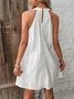 Eyelet Embroidery Keyhole Back Halter Neck Summer Vacation Dress