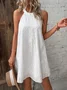 Eyelet Embroidery Keyhole Back Halter Neck Summer Vacation Dress