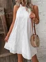 Eyelet Embroidery Keyhole Back Halter Neck Summer Vacation Dress