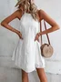Eyelet Embroidery Keyhole Back Halter Neck Summer Vacation Dress
