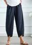 Women Summer Tulip Hem Elastic Waist Pockets Comfy Lounge Workout Plain Cotton Pants