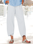 Women Summer Tulip Hem Elastic Waist Pockets Comfy Lounge Workout Plain Cotton Pants