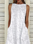 Plain Summer Sleeveless Pockets Floral Lace Crew Neck Maxi Elegant Cotton And Linen Dress