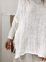 Women White Long Sleeve Lightweight breathable Cotton linen Tunic Top