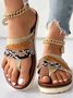 Snakeskin Colorblock Rivet Decor Multi Strap Casual Flip Flops