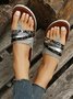 Snakeskin Colorblock Rivet Decor Multi Strap Casual Flip Flops