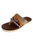 Snakeskin Colorblock Rivet Decor Multi Strap Casual Flip Flops