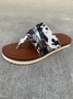 Snakeskin Colorblock Rivet Decor Multi Strap Casual Flip Flops